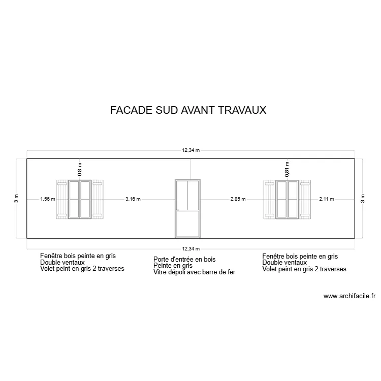 Facade sud. Plan de 