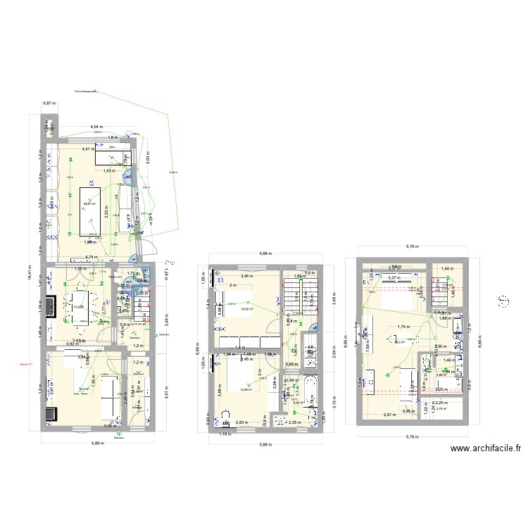 Gare v7 Papa. Plan de 17 pièces et 151 m2