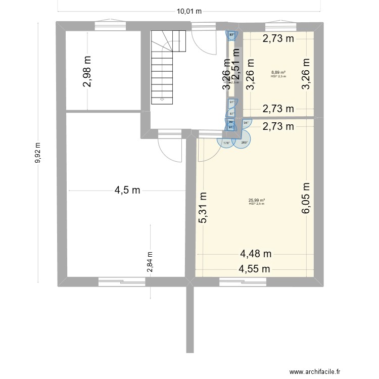 Maison Esquibien. Plan de 4 pièces et 18 m2