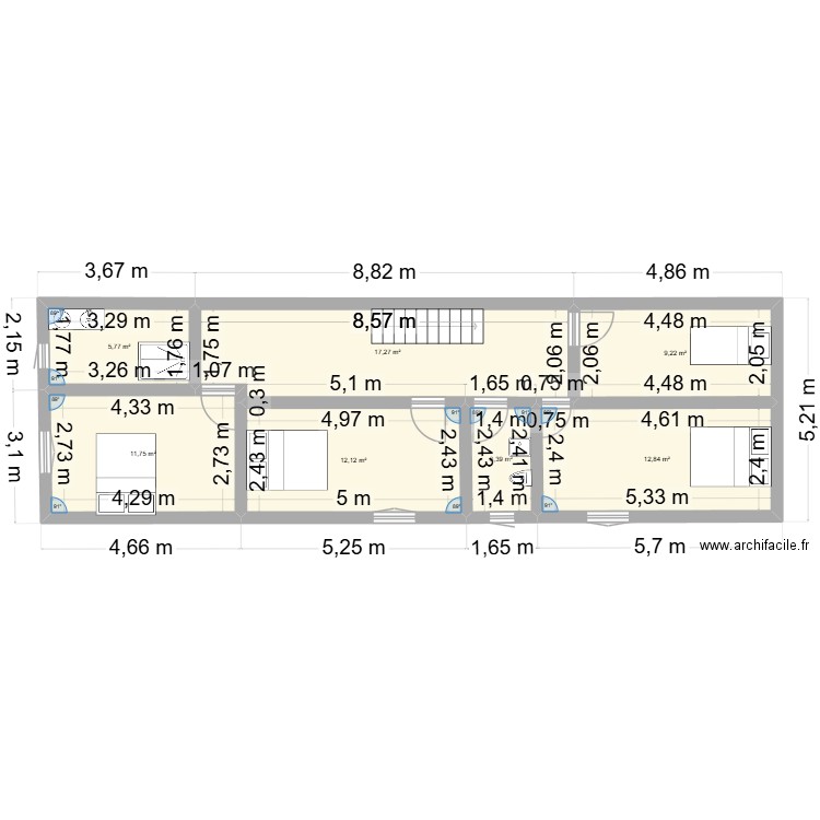 plan cote ok. Plan de 7 pièces et 72 m2