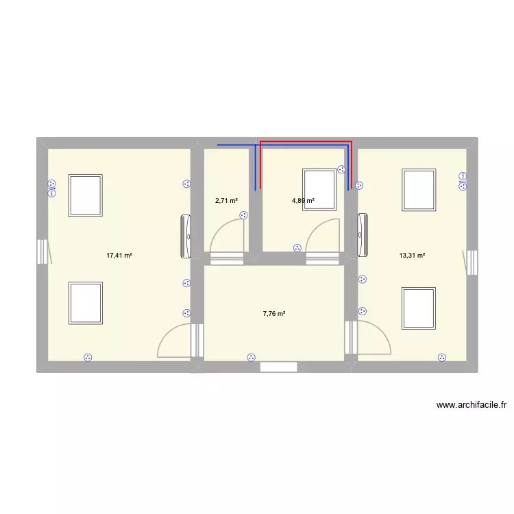 Monteux 3 ch. Plan de 5 Pièces et 46 m²