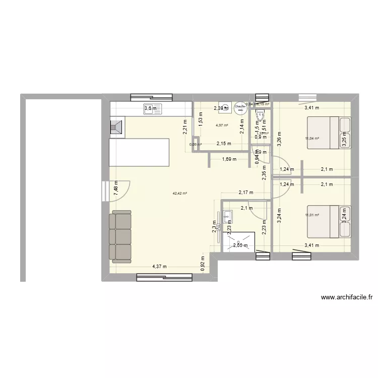 Plan maison blanche 2. Plan de 8 Pièces et 71 m² Plan maison blanche 2. Plan de 8 Pièces et 71 m²