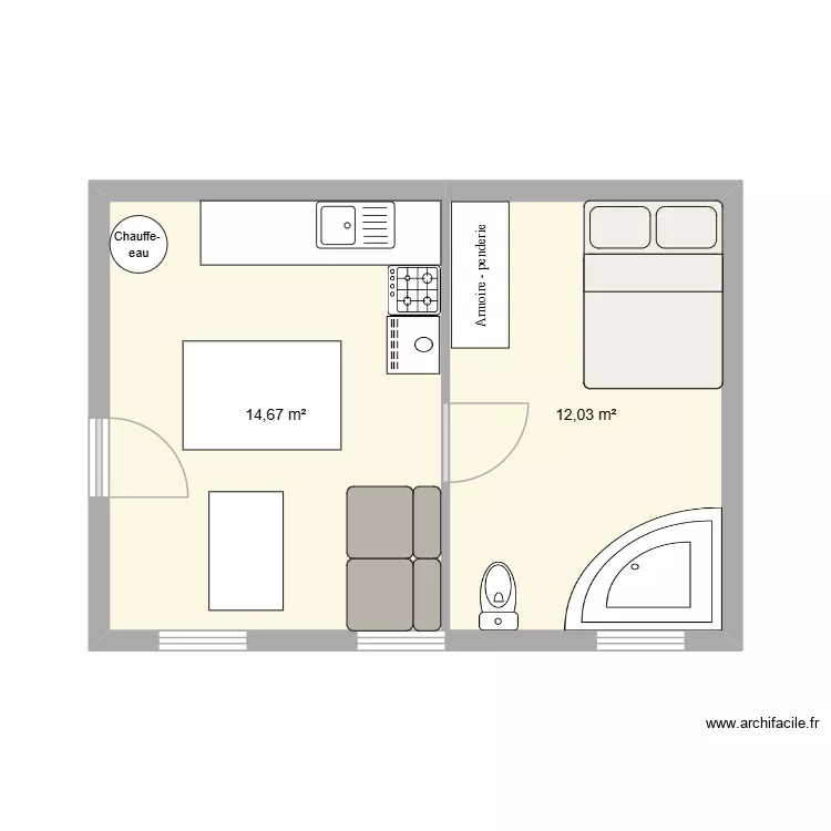 STUDIO. Plan de 2 Pièces et 27 m² STUDIO. Plan de 2 Pièces et 27 m²