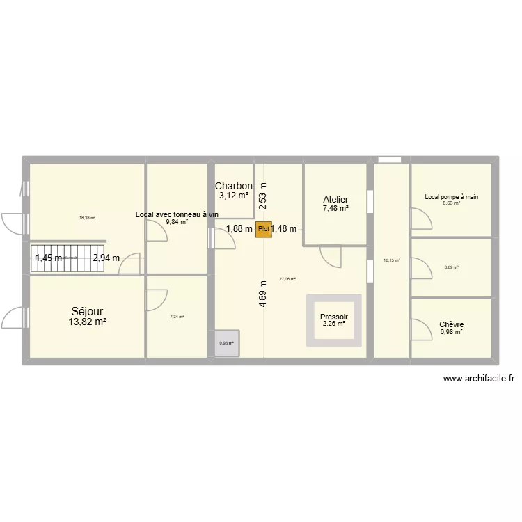JALLIEU Isère Rez de chausée. Plan de 13 et 131 m² JALLIEU Isère Rez de chausée. Plan de 13 et 131 m²