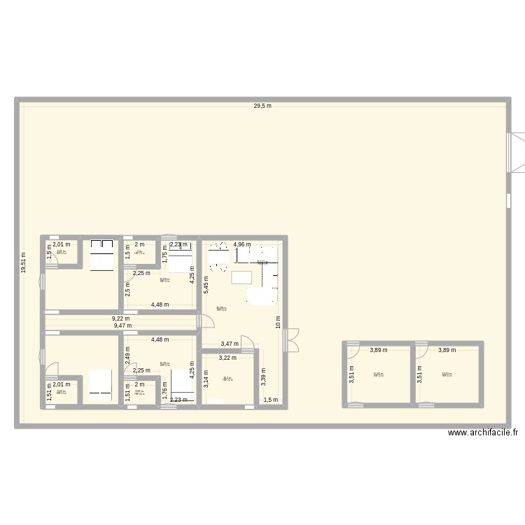 Plan village. Plan de 11 pièces et 702 m2