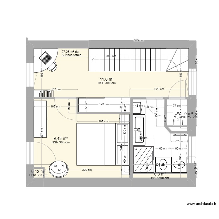 BOUSCAT R+1 ST. Plan de 6 pièces et 26 m2
