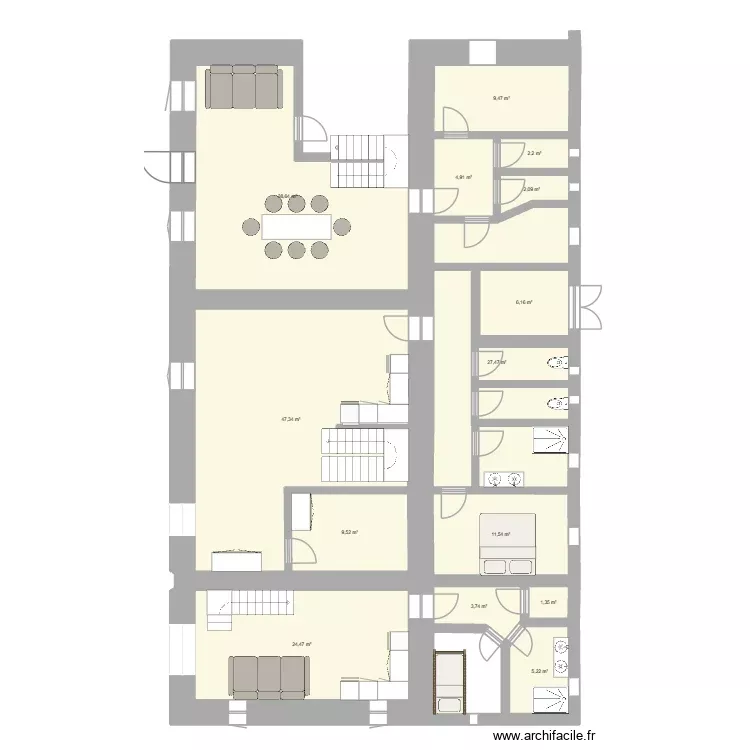 RDC MA2. Plan de 14 Pièces et 194 m² RDC MA2. Plan de 14 Pièces et 194 m²