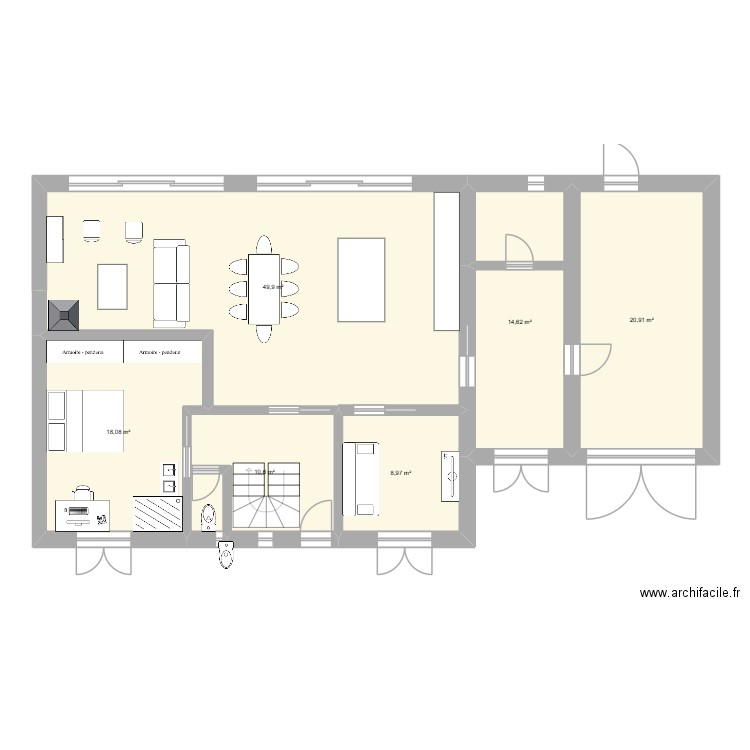 802 alex bas en cours bis. Plan de 6 pièces et 123 m2