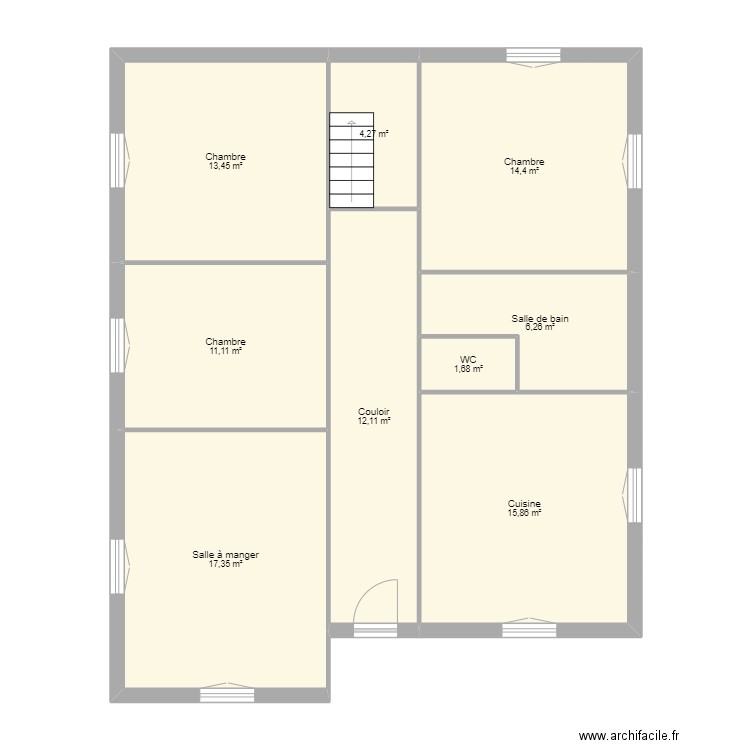 boucher. Plan de 9 pièces et 96 m2