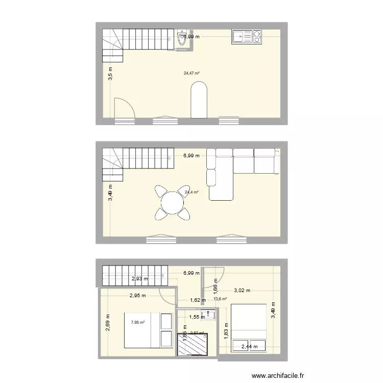 saint michel de lanes. Plan de 5  et 73 m²