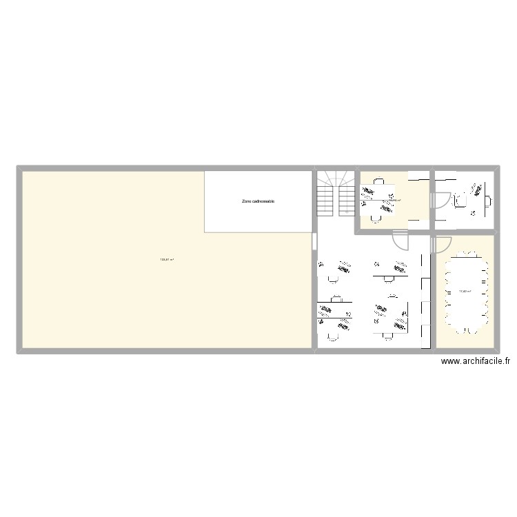 Maintenance étage modèle 1. Plan de 3 pièces et 162 m2