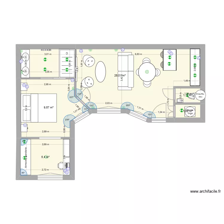Verneuil plan electrique v2. Plan de 5  et 43 m²