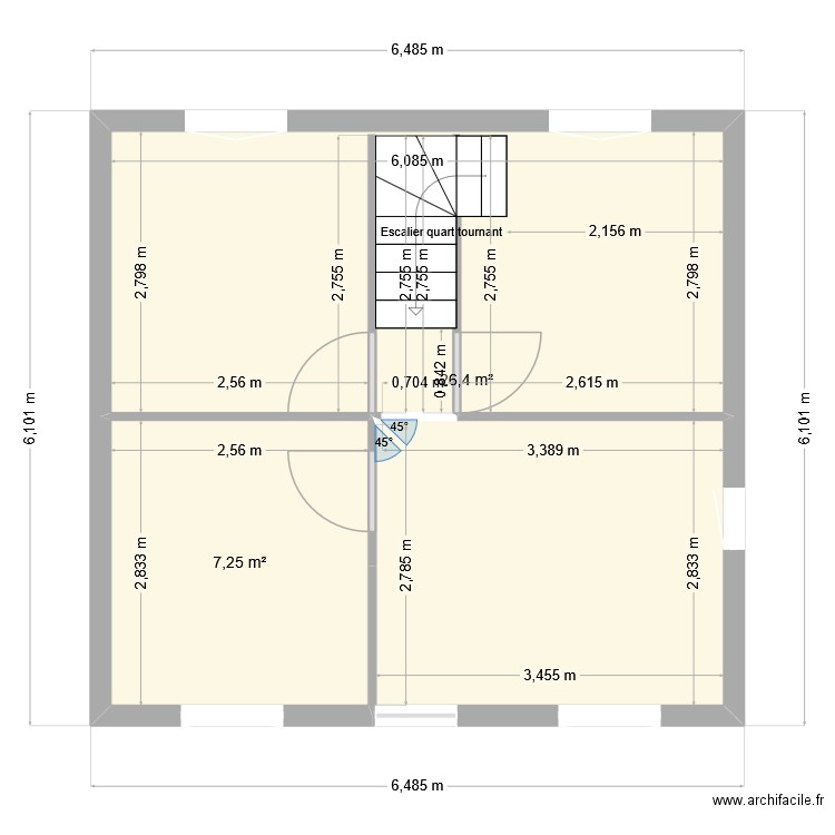 portugal existant. Plan de 2 pièces et 34 m2