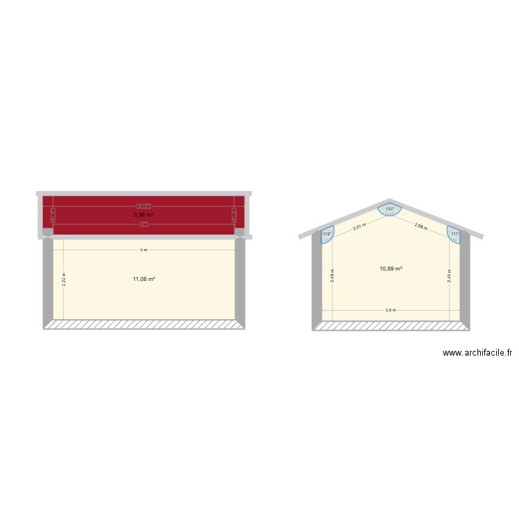 plan cote. Plan de 3 pièces et 28 m2