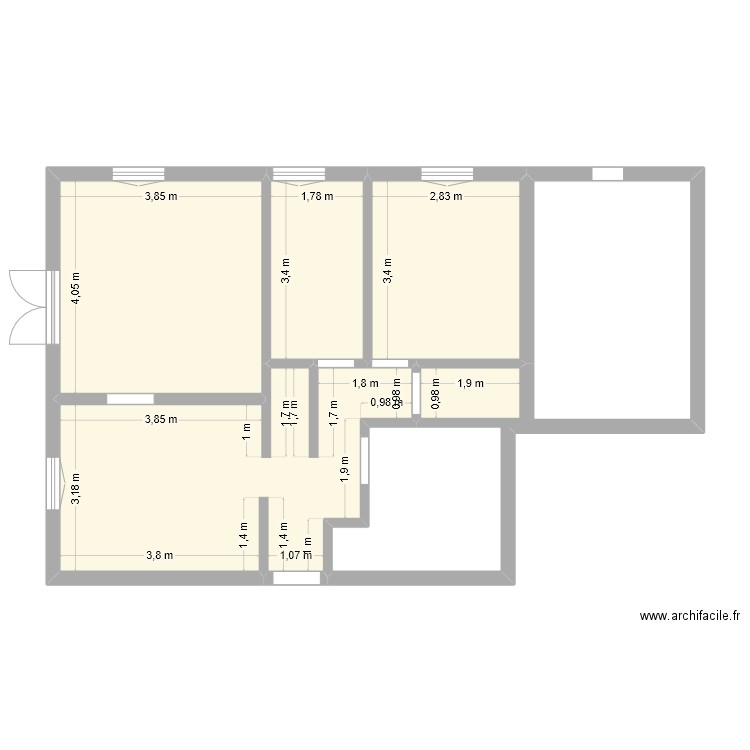 Plan appart seb. Plan de 5 pièces et 52 m2
