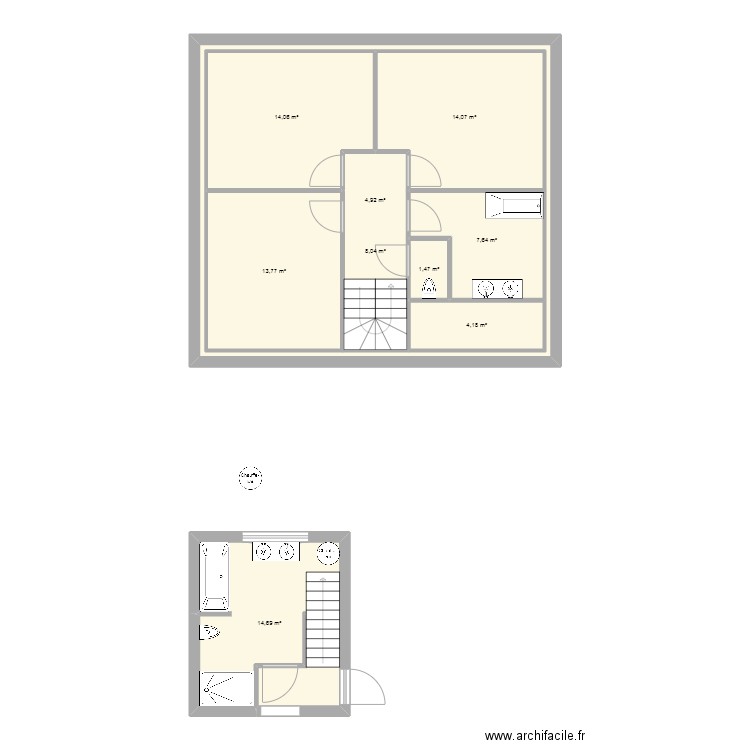 salle de bain final pmr. Plan de 9 pièces et 150 m2