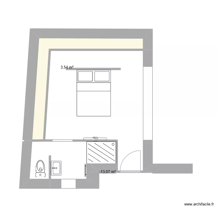 Chambre parentale Saint Jean. Plan de 2  et 4 m²