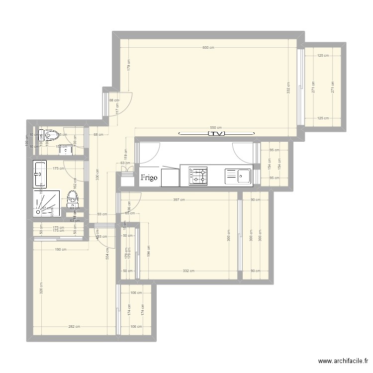 Ra-Ra. Plan de 12 pièces et 60 m2