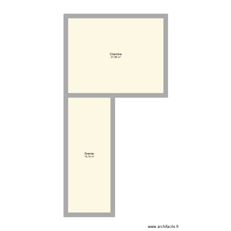 Deuxieme étage. Plan de 2 pièces et 47 m2