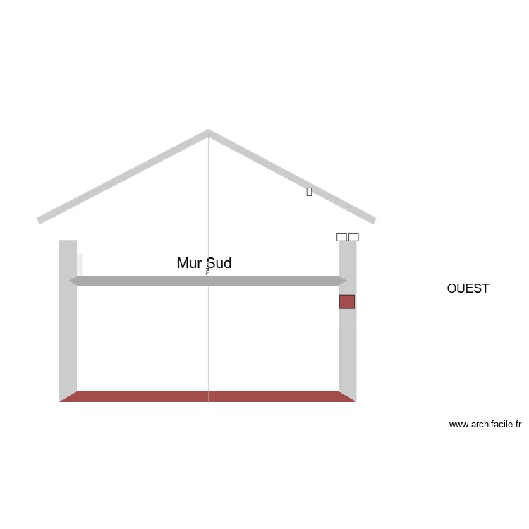 Coupe avec garage et dalle de 25 cm. Plan de 