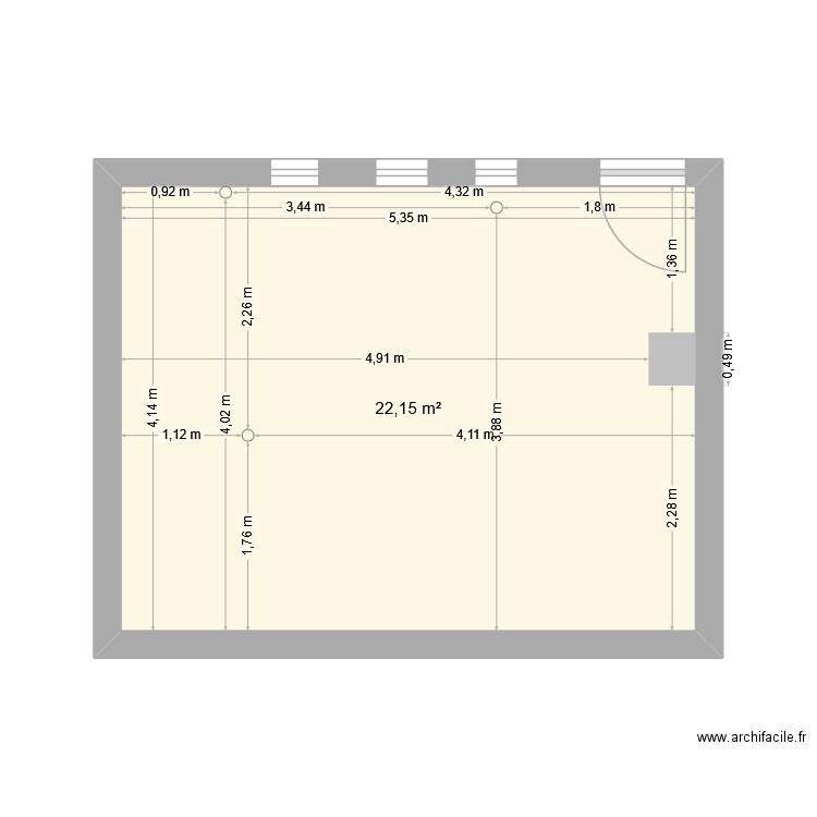 studio reze. Plan de 1 pièce et 22 m2