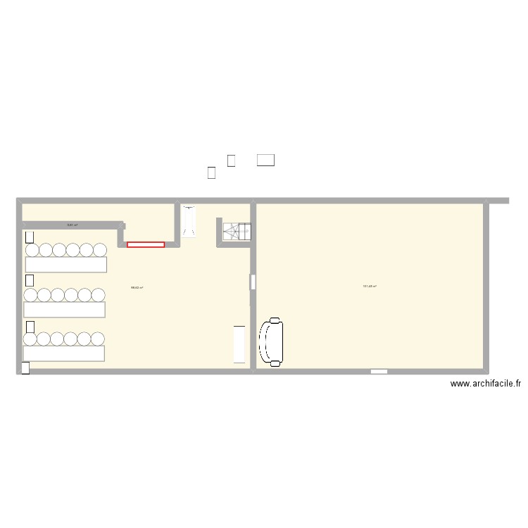 shéma au chien chic. Plan de 3 pièces et 201 m2