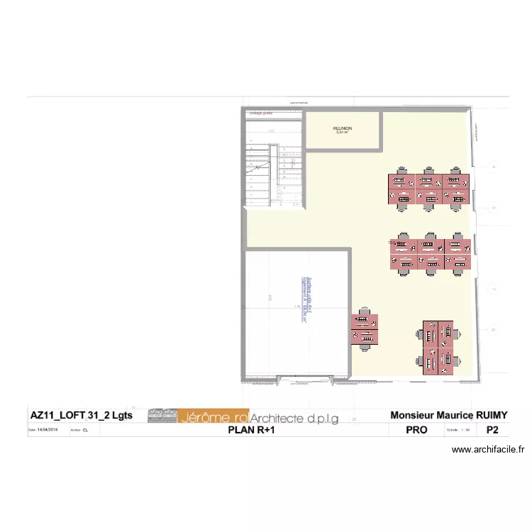 1er Faidherbe. Plan de 2  et 78 m²