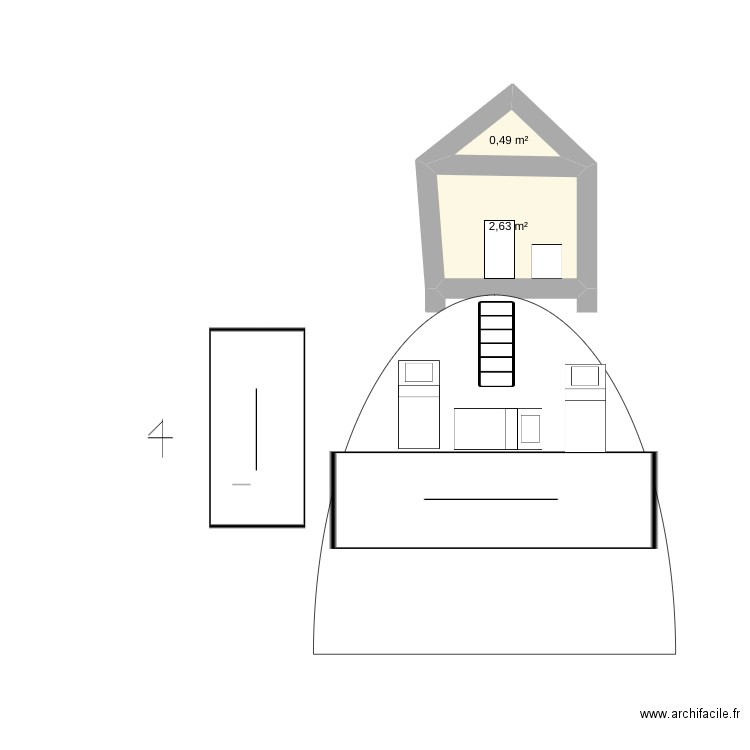 mancarft. Plan de 2 pièces et 3 m2