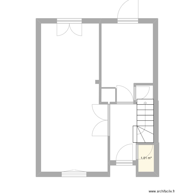 RDC. Plan de 1 pièce et 1 m2