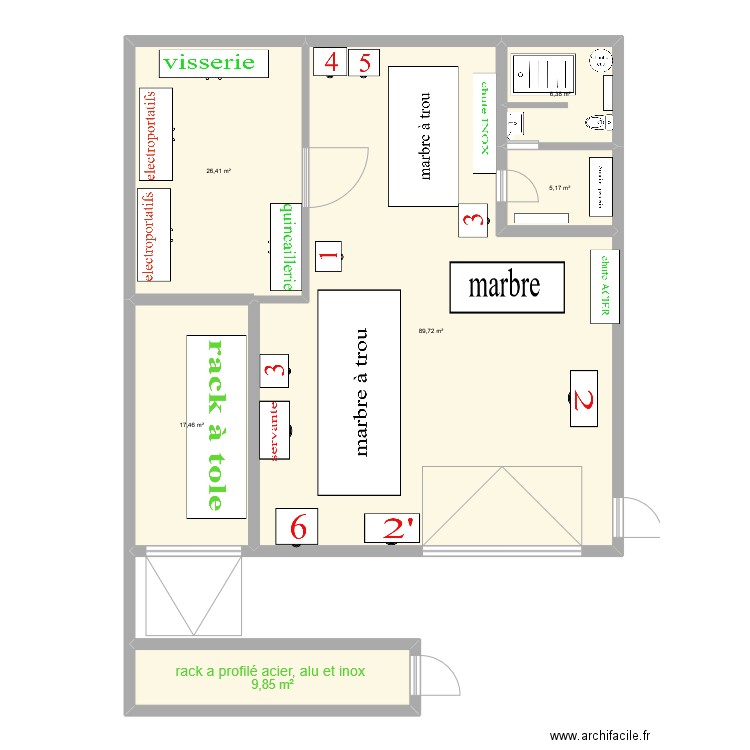atelier prest art metal. Plan de 6 pièces et 155 m2