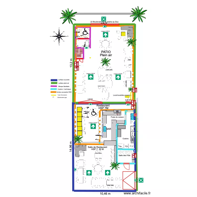 plan de circulation Le restaurant Bras de Fer. Plan de 2 et 4 m² plan de circulation Le restaurant Bras de Fer. Plan de 2 et 4 m²