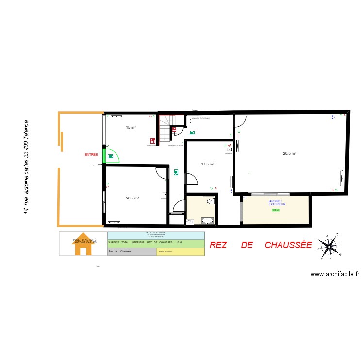 plan réseaux  pole santé. Plan de 3 pièces et 73 m2