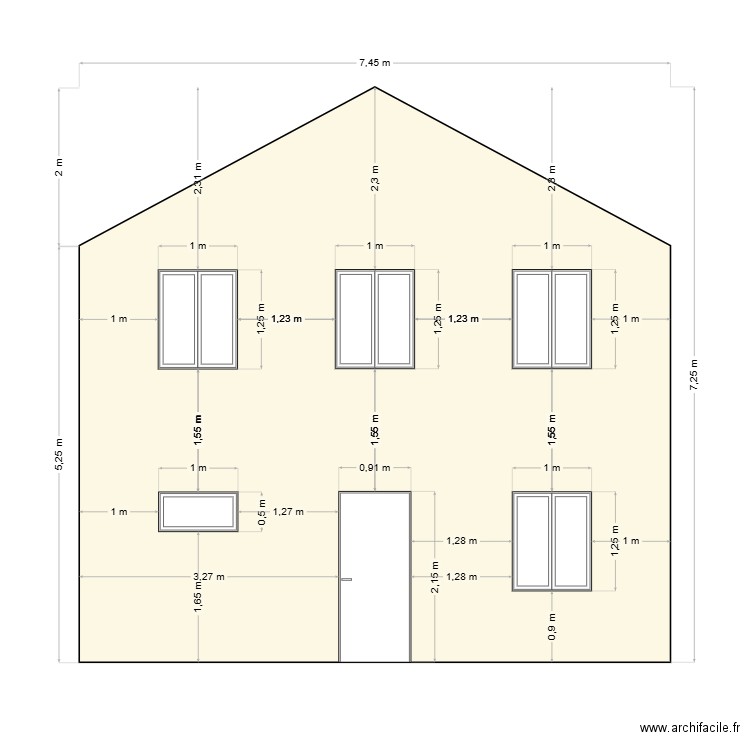 FACADE NORD. Plan de 1 pièce et 69 m2