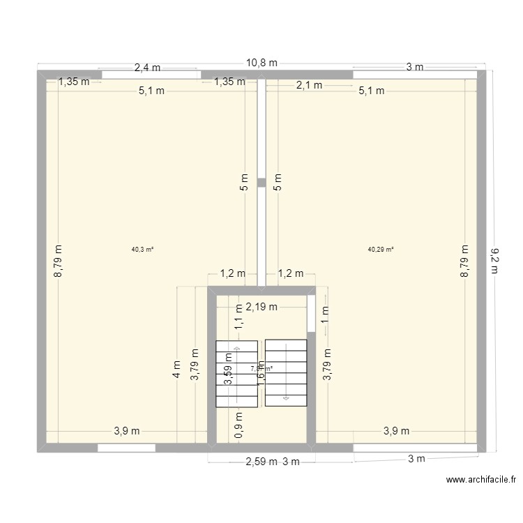 RACINE. Plan de 3 pièces et 88 m2