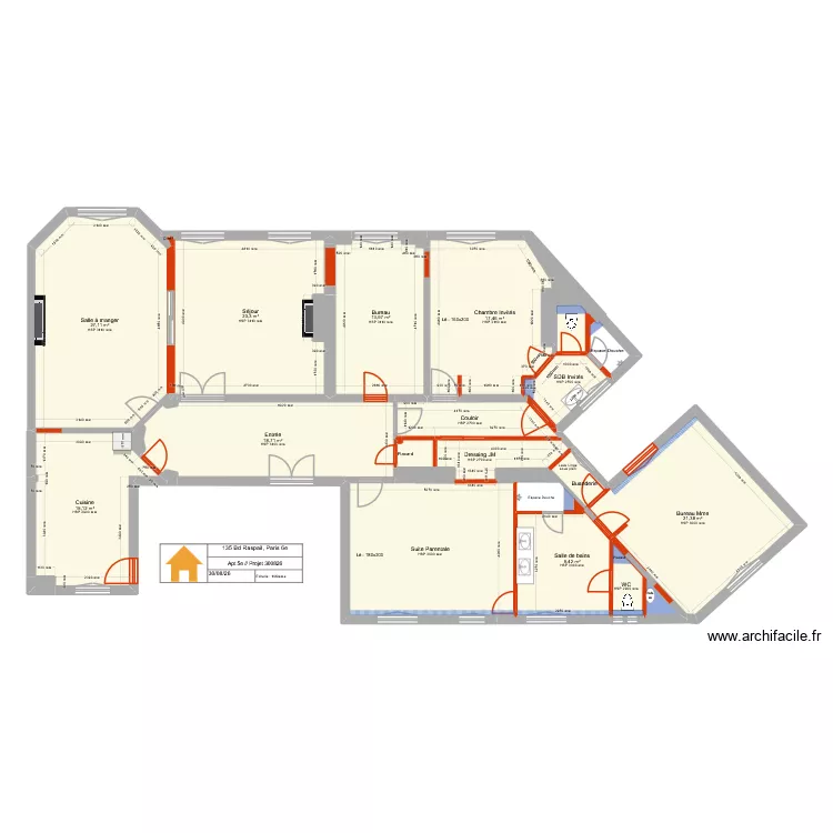 135 Raspail 5e Projet 300826. Plan de 32 Pièces et 196 m² 135 Raspail 5e Projet 300826. Plan de 32 Pièces et 196 m²