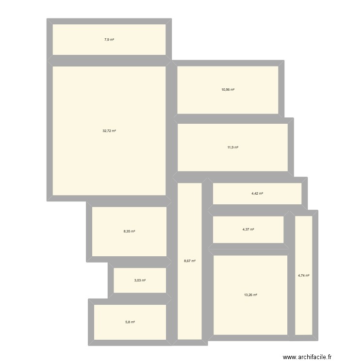 maisson. Plan de 12 pièces et 116 m2