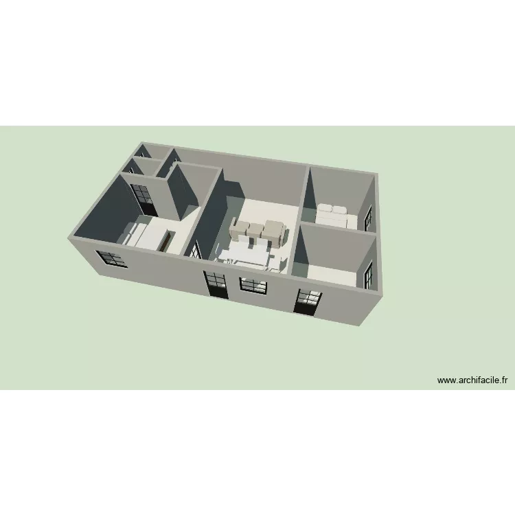 P maison. Plan de 6  et 57 m²