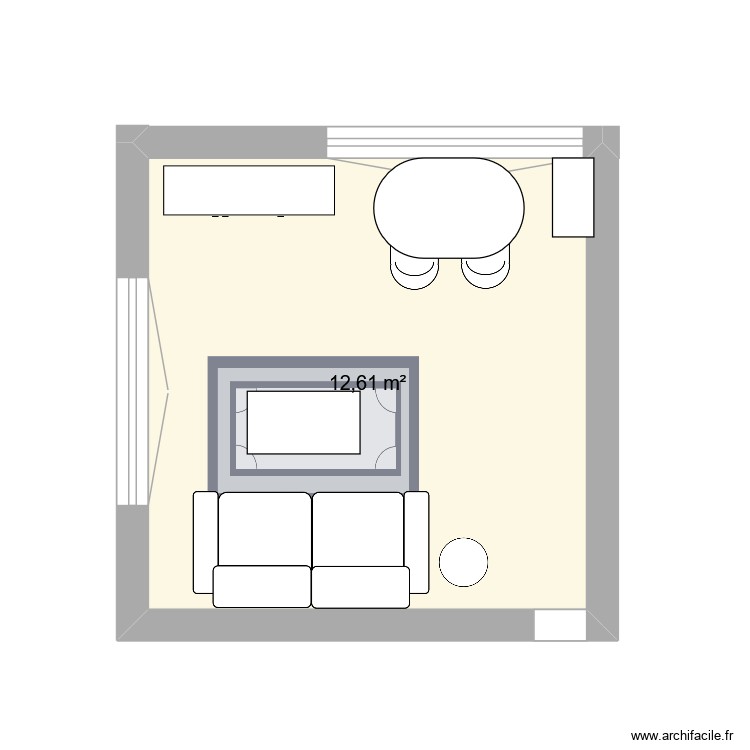 Salon avec table rectangulaire. Plan de 0 pièce et 0 m2