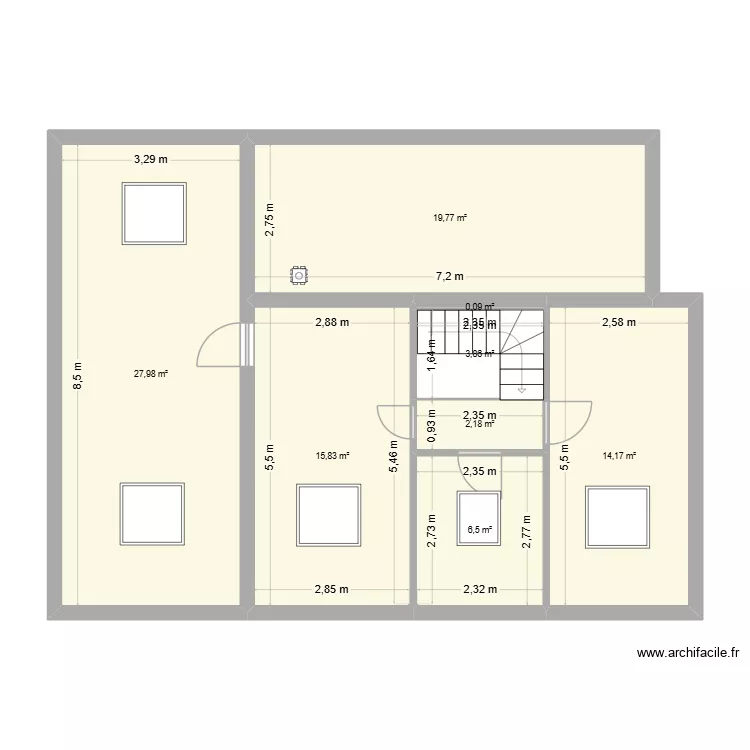 meilleraye etage. Plan de 8  et 90 m²