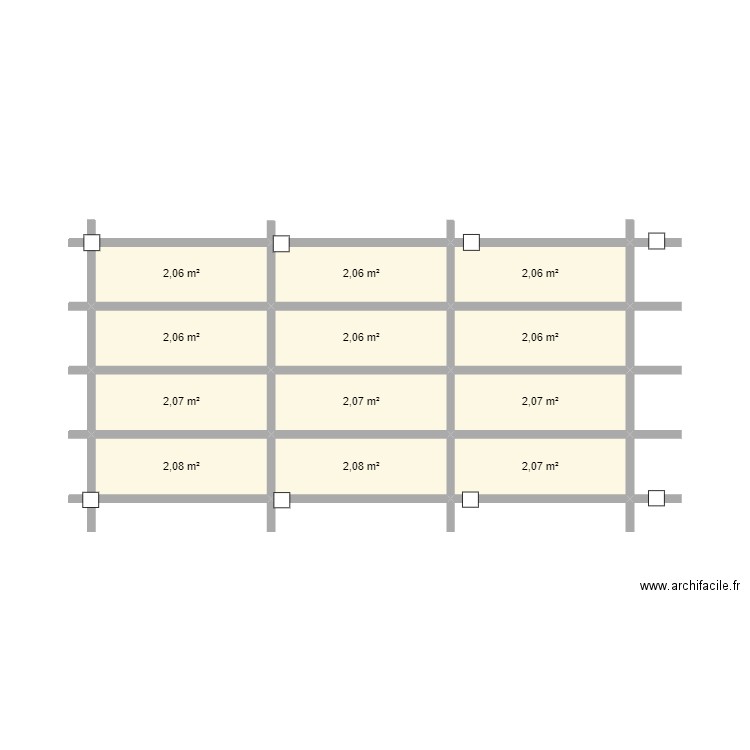 Carport. Plan de 12 pièces et 25 m2