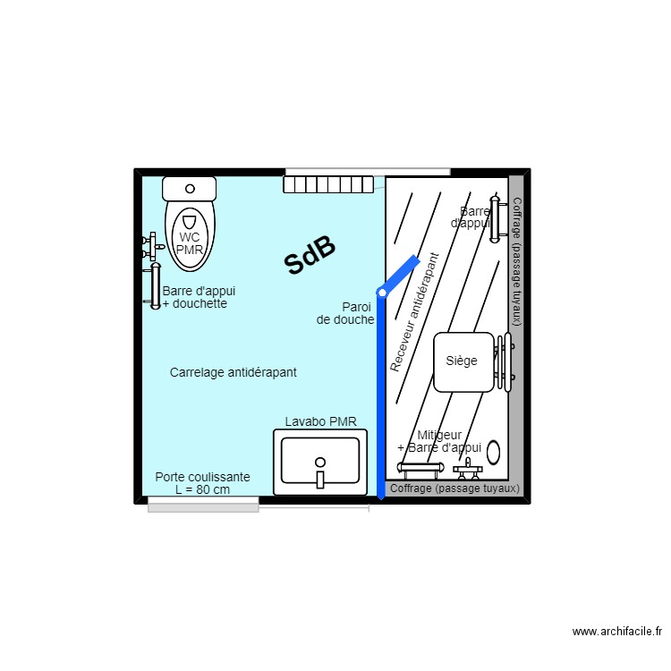 LAMOURI après travaux. Plan de 1 pièce et 6 m2