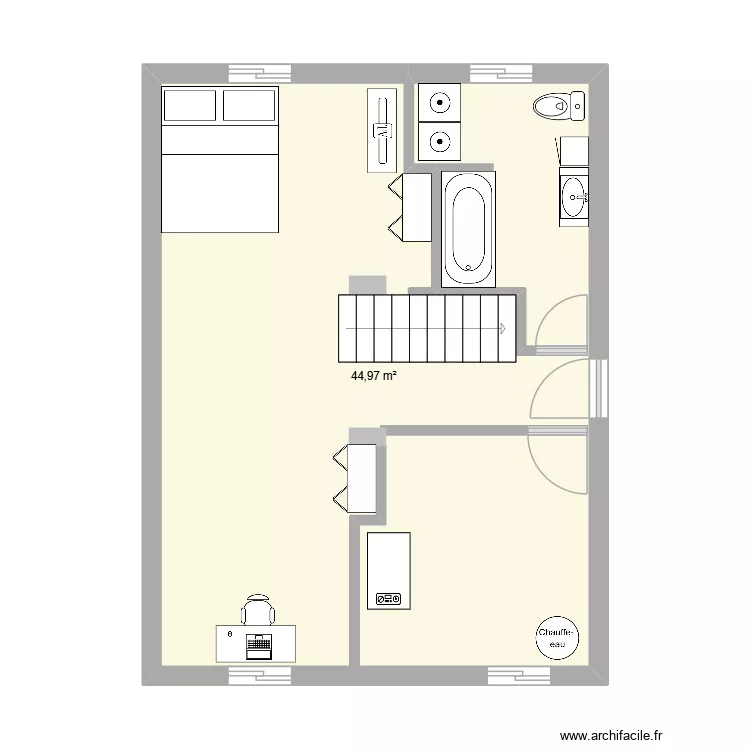 s-sol st lambert-option 1. Plan de 1 pièce et 45 m²
