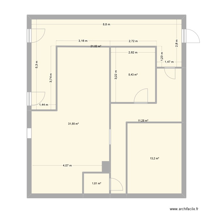 CEPARI. Plan de 6 pièces et 87 m2