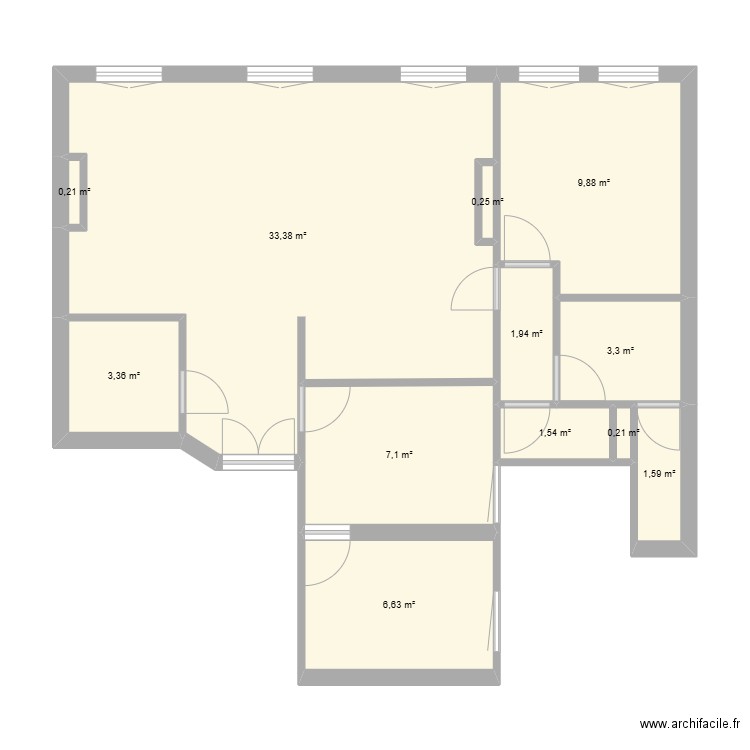 paradis. Plan de 12 pièces et 69 m2