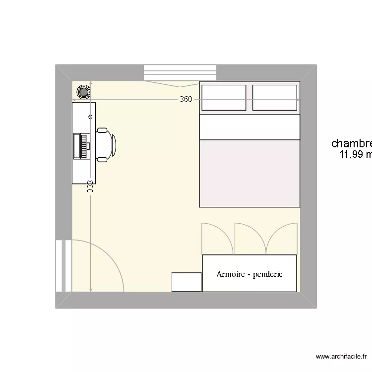 chambre. Plan de 1 et 12 m² chambre. Plan de 1 et 12 m²