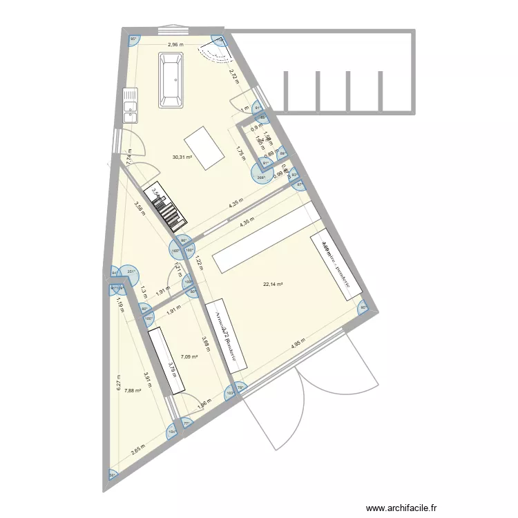 grange1. Plan de 5 Pièces et 69 m²