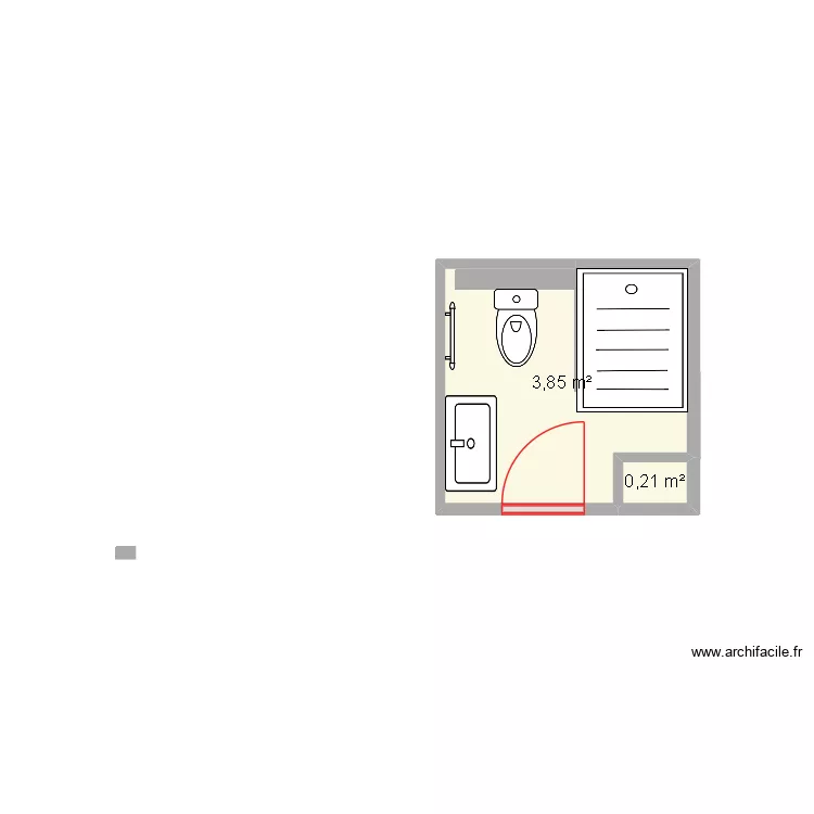 salle de bain. Plan de 2  et 4 m²