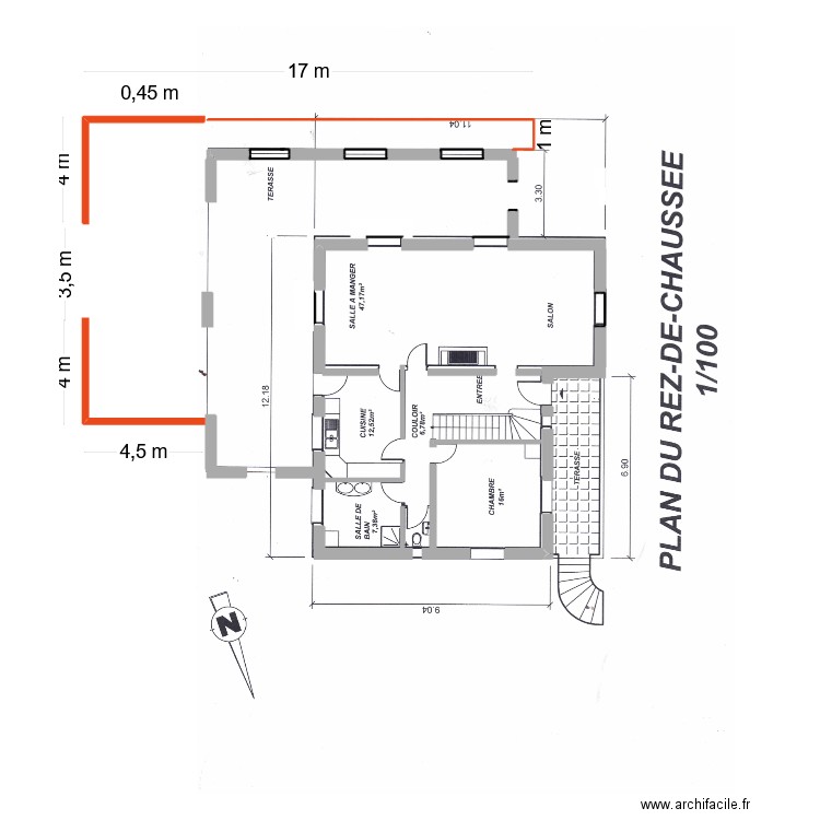 PLAN DU REZ-DE-CHAUSSEE 1/00. Plan de 0 pièce et 0 m2