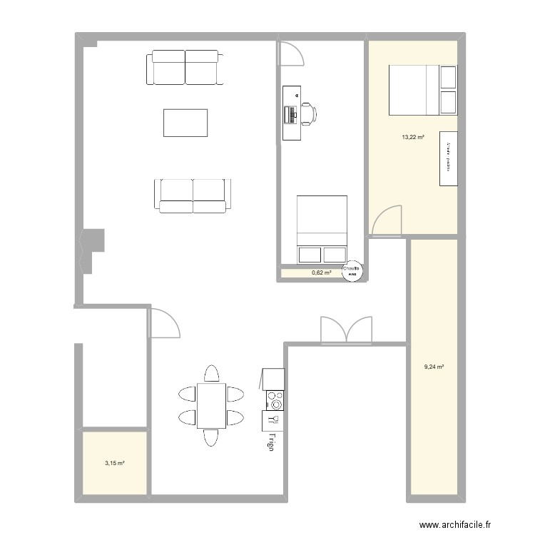 Hauteville apres tvx NEW. Plan de 4 pièces et 26 m2