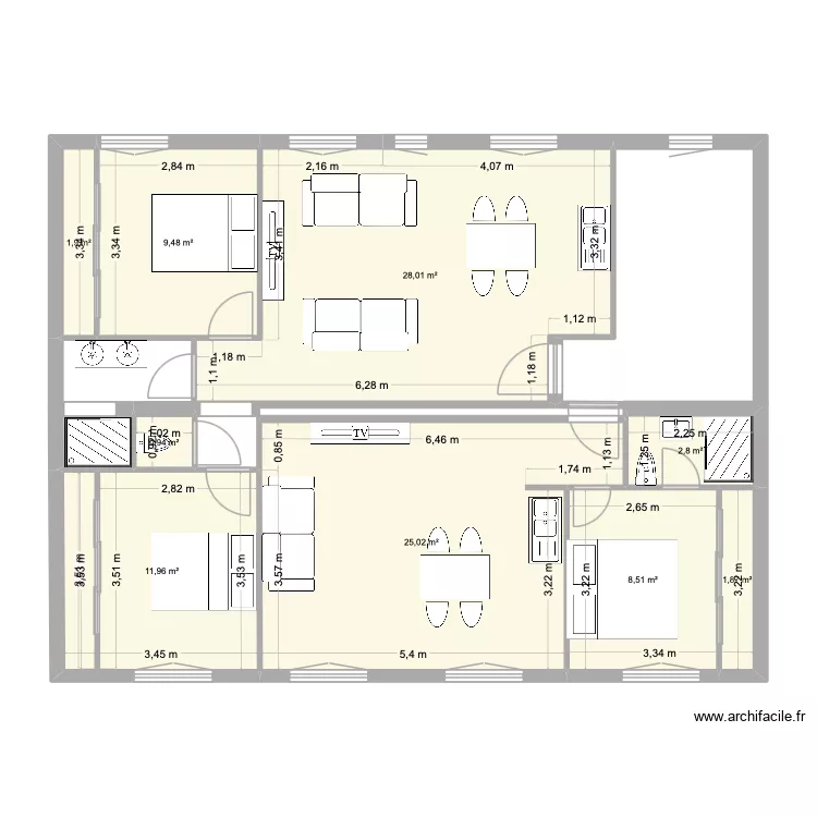 plan premier r&eacute;novation mono. Plan de 9 pièces et 90 m²
